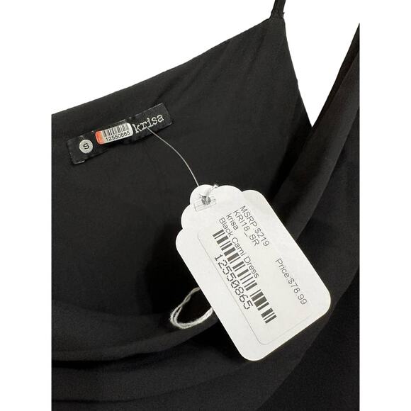 Krisa Women Black Cami Ruched Drawstring‎ Mini Bodycon Dress Size Small NWT - Picture 3 of 6